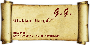 Glatter Gergő névjegykártya
